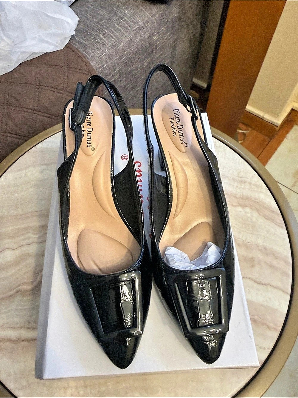 Pierre Dumas Orley-3 Black Slingback Heels US 8 Like New